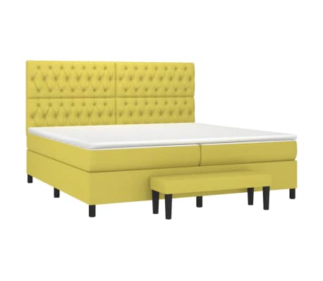 vidaXL Lova su spyruoklėmis ir čiužiniu, žalia, 200x200 cm, audinys