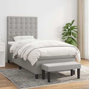 Box spring postel s matrací světle šedá 80 x 200 cm textil - obrázek 1