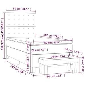 Box spring postel s matrací krémová 80 x 200 cm textil - obrázek 8