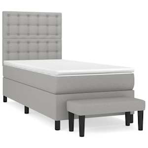 Box spring postel s matrací světle šedá 90x190 cm textil - obrázek 2