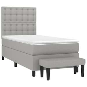 Box spring postel s matrací světle šedá 90x190 cm textil - obrázek 3