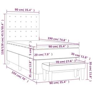 Box spring postel s matrací tmavě hnědá 90x190 cm textil - obrázek 8