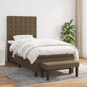 Box spring postel s matrací tmavě hnědá 90x190 cm textil - obrázek 1