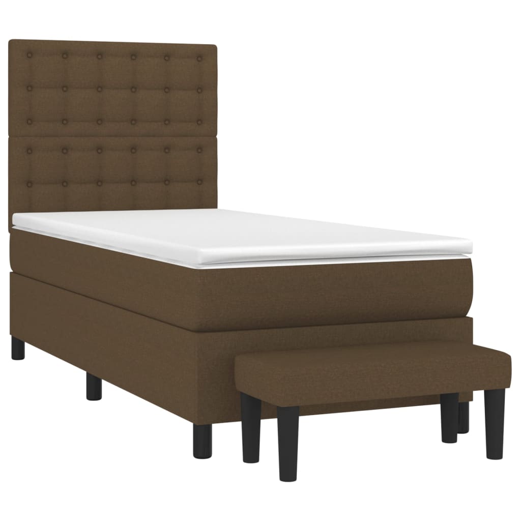 vidaXL Boxspring met matras stof donkerbruin 90x200 cm afbeelding