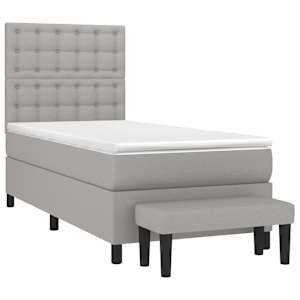 Box spring postel s matrací světle šedý 100 x 200 cm textil - obrázek 3