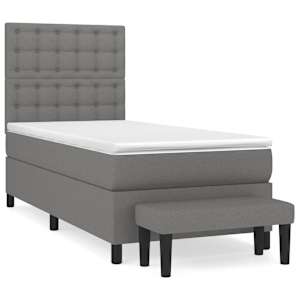 Box spring postel s matrací tmavě šedá 100 x 200 cm textil - obrázek 2