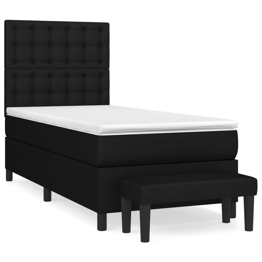Thumbnail - vidaXL Boxspringbett mit Matratze Schwarz 100x200 cm Stoff