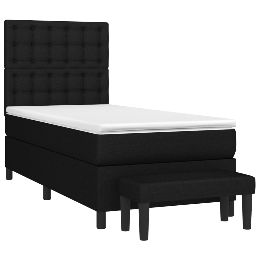 vidaXL Boxspring met matras stof zwart 100x200 cm afbeelding