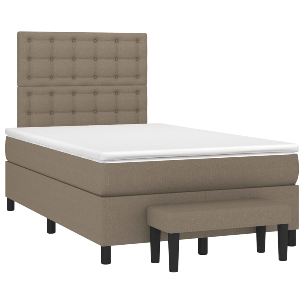 vidaXL Boxspring met matras stof taupe 120x200 cm afbeelding