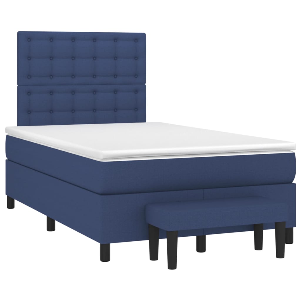 vidaXL Boxspring met matras stof blauw 120x200 cm afbeelding