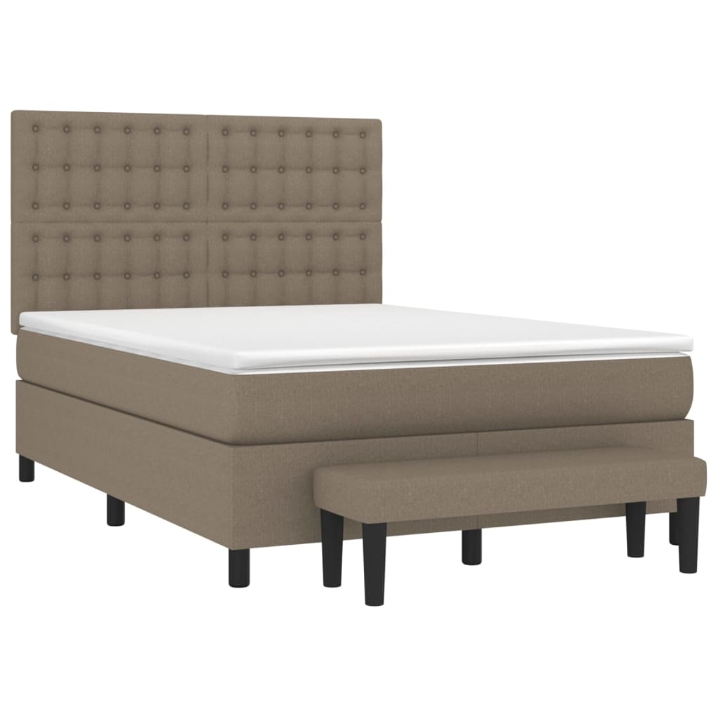 vidaXL Boxspring met matras stof taupe 140x190 cm afbeelding