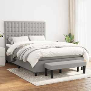 Box spring postel s matrací světle šedá 140 x 200 cm textil - obrázek 1