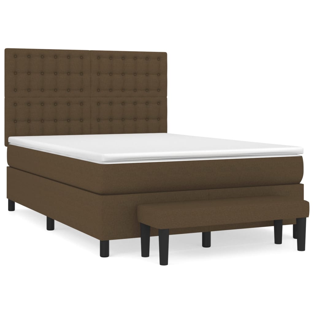 vidaXL Boxspring met matras stof donkerbruin 140x200 cm