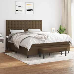 Box spring postel s matrací tmavě hnědá 160x200 cm textil - obrázek 1