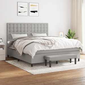 Box spring postel s matrací světle šedá 180 x 200 cm textil - obrázek 1