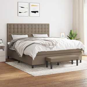 Box spring postel s matrací taupe 180x200 cm textil - obrázek 1