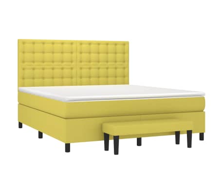 vidaXL Lova su spyruoklėmis ir čiužiniu, žalia, 180x200cm, audinys