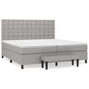 Box spring postel s matrací světle šedá 200 x 200 cm textil - obrázek 2