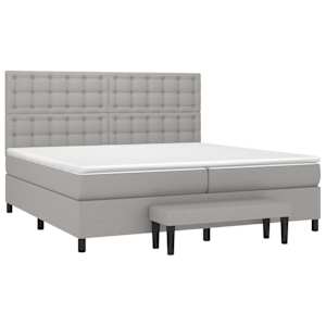 Box spring postel s matrací světle šedá 200 x 200 cm textil - obrázek 3