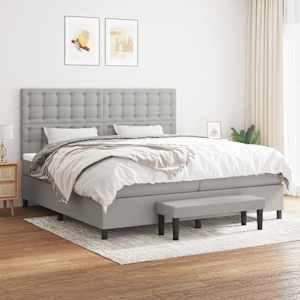 Box spring postel s matrací světle šedá 200 x 200 cm textil - obrázek 1
