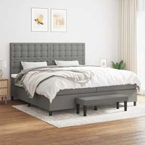 Box spring postel s matrací tmavě šedá 200x200 cm textil - obrázek 1