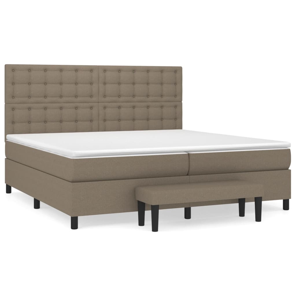 vidaXL Box spring postelja z vzmetnico taupe 200x200 cm blago