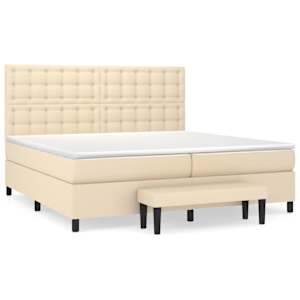 Box spring postel s matrací krémová 200x200 cm textil - obrázek 2