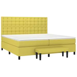 vidaXL Lova su spyruoklėmis ir čiužiniu, žalia, 200x200 cm, audinys