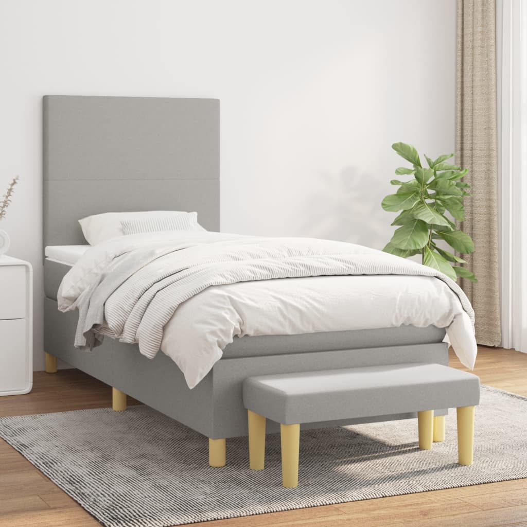 Lit à sommier tapissier avec matelas Gris clair 80x200 cm Tissu