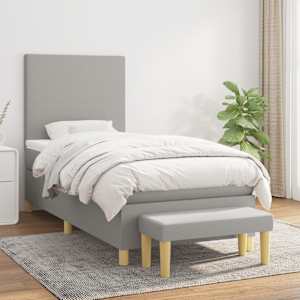 Box spring postelja z vzmetnico svetlo siva 80x200 cm blago