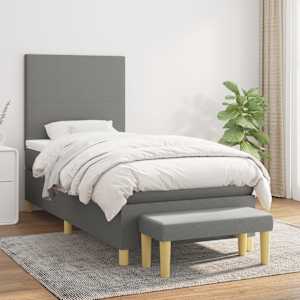 Box spring postel s matrací tmavě šedá 80 x 200 cm textil - obrázek 1