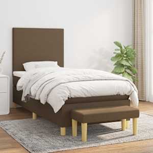 Box spring postel s matrací tmavě hnědá 80x200 cm textil - obrázek 1