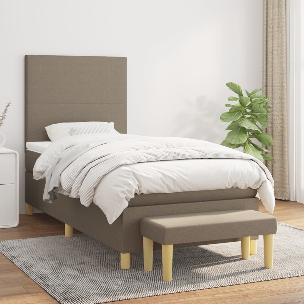 vidaXL Boxspringbett mit Matratze Taupe 80x200 cm Stoff