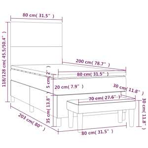 Box spring postel s matrací krémová 80 x 200 cm textil - obrázek 8