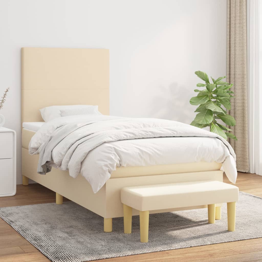 Boxspringbett mit Matratze Creme 80×200 cm Stoff