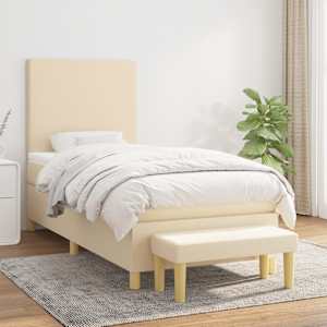 Box spring postel s matrací krémová 80 x 200 cm textil - obrázek 1