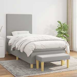 Box spring postelja z vzmetnico svetlo siva 90x190 cm blago