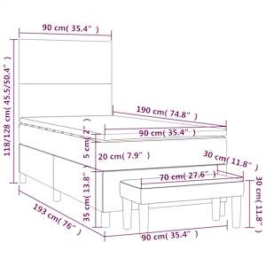 Box spring postel s matrací černá 90x190 cm textil - obrázek 8