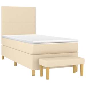Box spring postel s matrací krémová 90x190 cm textil - obrázek 3
