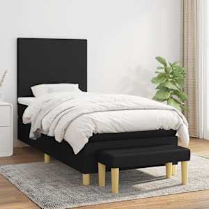 Box spring postel s matrací černá 90x200 cm textil - obrázek 1