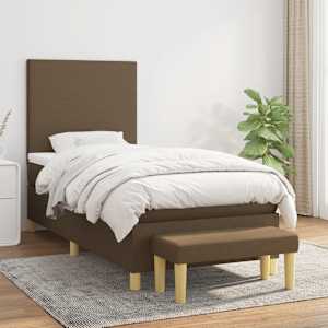 Box spring postelja z vzmetnico temno rjava 90x200 cm blago