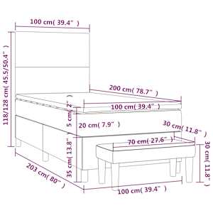Box spring postel s matrací černá 100 x 200 cm textil - obrázek 8