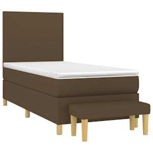 Box spring postel s matrací tmavě hnědá 100 x 200 cm textil - obrázek 3