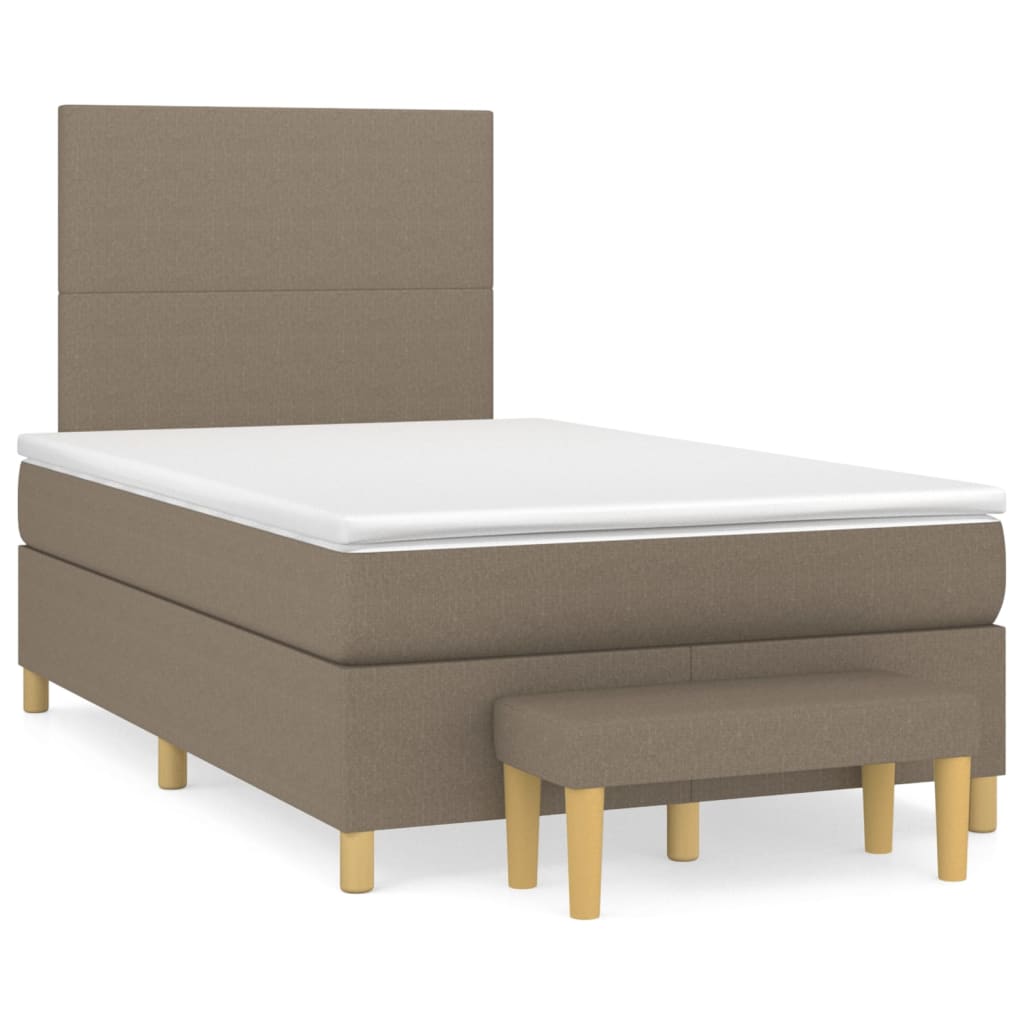 vidaXL Box spring postelja z vzmetnico taupe 120x200 cm blago