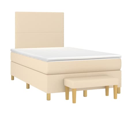 vidaXL Κρεβάτι Boxspring με Στρώμα Κρεμ 120x200 εκ. Υφασμάτινο