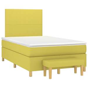 vidaXL Lova su spyruoklėmis ir čiužiniu, žalia, 120x200 cm, audinys