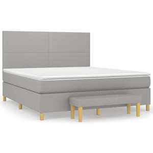 Box spring postel s matrací světle šedá 160 x 200 cm textil - obrázek 2