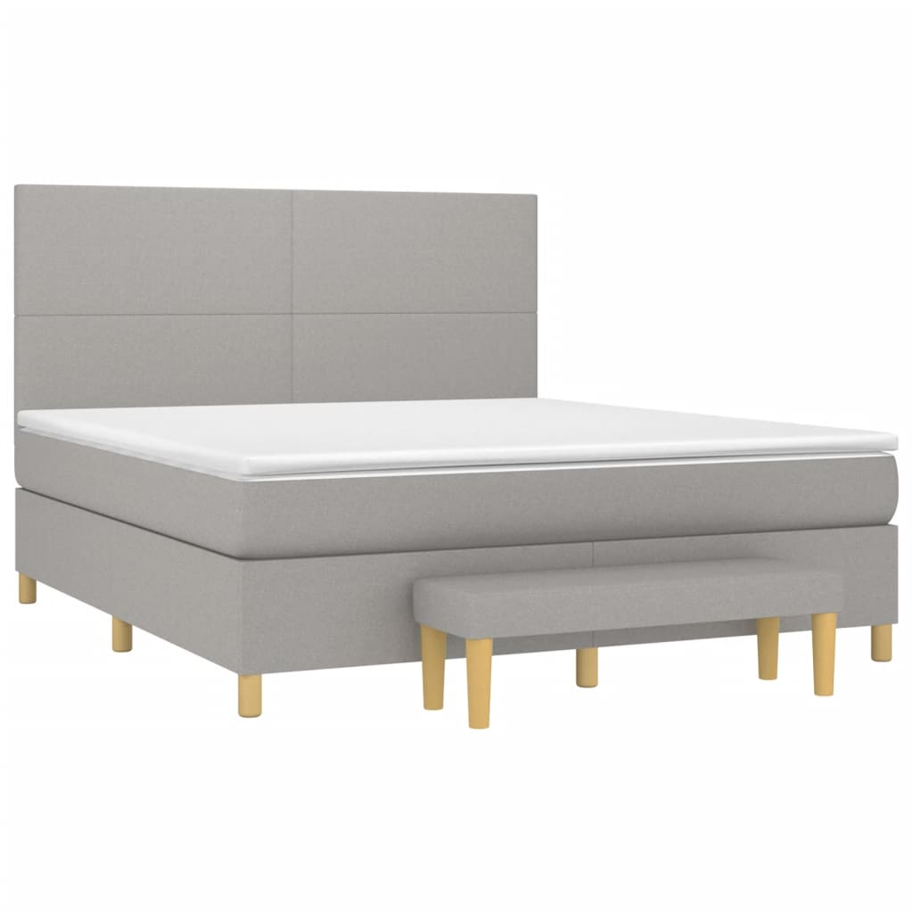 Világosszürke szövet rugós ágy matraccal 160 x 200 cm 