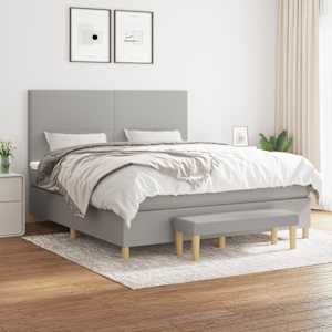 Box spring postel s matrací světle šedá 160 x 200 cm textil - obrázek 1