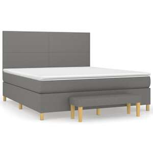 Box spring postel s matrací tmavě šedá 160x200 cm textil - obrázek 2